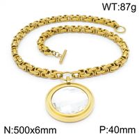 Fashion New Stainless Steel Single-piece Chain Round Multi-color Glass Stone Female Bracelet And Necklace Set sku image 29