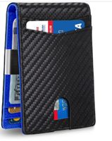 Men's Solid Color Carbon Fiber Microfiber Flip Cover Card Holders sku image 2