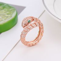 Hip-hop Punk Animal Snake Metal Inlay Zircon Rose Gold Plated White Gold Plated Unisex Open Ring main image 2