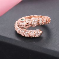 Hip-hop Punk Animal Snake Metal Inlay Zircon Rose Gold Plated White Gold Plated Unisex Open Ring main image 5