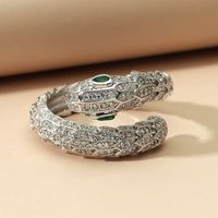 Hip-hop Punk Animal Snake Metal Inlay Zircon Rose Gold Plated White Gold Plated Unisex Open Ring main image 4