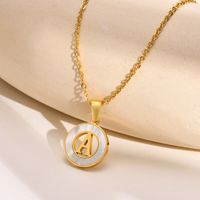 Acier Inoxydable 201 Style INS Style Simple Placage Évider Incruster Lettre Coquille Collier Pendentif main image 1