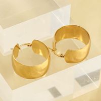 1 Pair Exaggerated French Style Round Plating Stainless Steel Titanium Steel 18K Gold Plated Hoop Earrings main image 4