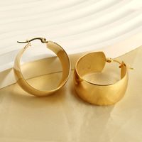 1 Pair Exaggerated French Style Round Plating Stainless Steel Titanium Steel 18K Gold Plated Hoop Earrings main image 3