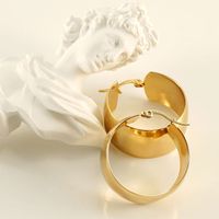 1 Pair Exaggerated French Style Round Plating Stainless Steel Titanium Steel 18K Gold Plated Hoop Earrings main image 5