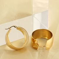 1 Pair Exaggerated French Style Round Plating Stainless Steel Titanium Steel 18K Gold Plated Hoop Earrings main image 2