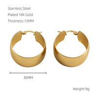 1 Pair Exaggerated French Style Round Plating Stainless Steel Titanium Steel 18K Gold Plated Hoop Earrings sku image 1