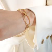 Wholesale Simple Style Knot Titanium Steel Plating 18k Gold Plated Bracelets Earrings Necklace sku image 3