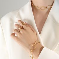 Großhandel Einfacher Stil Knoten Titan Stahl Überzug 18 Karat Vergoldet Armbänder Ohrringe Halskette main image 9