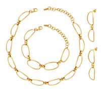 De Gros Style Simple Nouer Acier Au Titane Placage Plaqué Or 18k Bracelets Des Boucles D'oreilles Collier main image 2