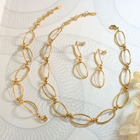 Großhandel Einfacher Stil Knoten Titan Stahl Überzug 18 Karat Vergoldet Armbänder Ohrringe Halskette main image 1
