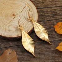 1 Pair Elegant Retro Leaf Plating Alloy Drop Earrings sku image 1