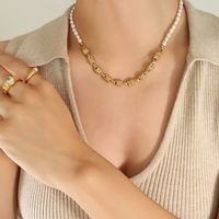 Elegant Barocker Stil Farbblock Süßwasserperle Kupfer Perlen Überzug 18 Karat Vergoldet Halskette main image 3
