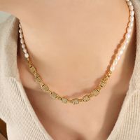 Elegant Barocker Stil Farbblock Süßwasserperle Kupfer Perlen Überzug 18 Karat Vergoldet Halskette sku image 1