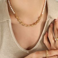 Elegant Barocker Stil Farbblock Süßwasserperle Kupfer Perlen Überzug 18 Karat Vergoldet Halskette main image 2