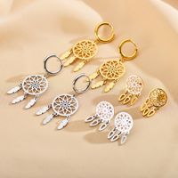 1 Pair Elegant Cute Shiny Dreamcatcher Copper Mesh Hollow Out Drop Earrings main image 1