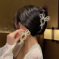 Sweet Simple Style Bow Knot Metal Handmade Inlay Artificial Rhinestones Artificial Pearls Hair Claws main image 1