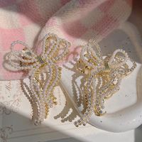 Sweet Simple Style Bow Knot Metal Handmade Inlay Artificial Rhinestones Artificial Pearls Hair Claws main image 4