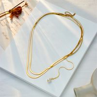 304 Stainless Steel 18K Gold Plated Elegant Inlay Geometric Plastic Layered Necklaces main image 3