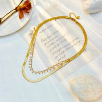 Elegant Geometric Titanium Steel Inlay Artificial Pearls 18k Gold Plated Layered Necklaces main image 4