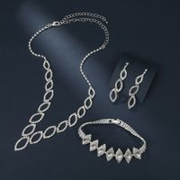 Fashion Geometric Copper Inlay Zircon Women's Bracelets Earrings Necklace sku image 3
