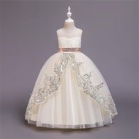 Elegant Princess Solid Color Sequins Polyester Girls Dresses sku image 13