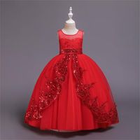 Elegant Princess Solid Color Sequins Polyester Girls Dresses sku image 10