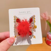 Women's Cute Sweet Butterfly Alloy Inlay Rhinestones Hair Clip sku image 3