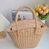 Women New Fashion Straw Woven Portable Seaside Holiday Handbag41*25cm sku image 1