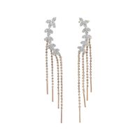 Luxurious Leaf Tassel Copper Alloy Inlay Artificial Crystal 14k Gold Plated Women's Drop Earrings main image 2