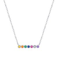 Simple Style Round Sterling Silver Plating Inlay Zircon 14k Gold Plated Rhodium Plated Necklace sku image 1