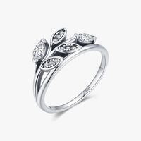 Simple Style Leaf Sterling Silver Inlay Zircon Rings main image 6