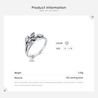 Simple Style Leaf Sterling Silver Inlay Zircon Rings main image 4