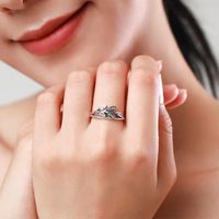 Simple Style Leaf Sterling Silver Inlay Zircon Rings main image 5