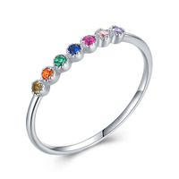 Mignon Arc-en-ciel En Argent Sterling Placage Incrustation Zircon 14k Plaqué Or Rhodium Plaqué Anneaux sku image 2