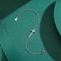 Simple Style Cross Sterling Silver Plating Rhodium Plated Bracelets main image 3