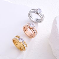 304 Stainless Steel 18K Gold Plated Commute Plating Inlay Geometric Artificial Rhinestones Rings main image 5