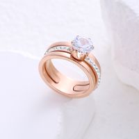 304 Stainless Steel 18K Gold Plated Commute Plating Inlay Geometric Artificial Rhinestones Rings main image 3