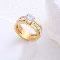 304 Stainless Steel 18K Gold Plated Commute Plating Inlay Geometric Artificial Rhinestones Rings sku image 5