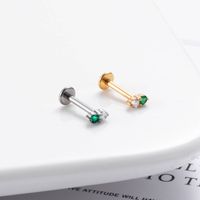 1 Piece Ear Cartilage Rings & Studs Simple Style Crown 316 Stainless Steel  Pure Titanium Copper Plating Inlay Zircon main image 3