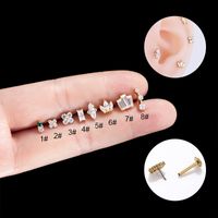 1 Piece Ear Cartilage Rings & Studs Simple Style Crown 316 Stainless Steel  Pure Titanium Copper Plating Inlay Zircon main image 2