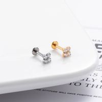 1 Piece Ear Cartilage Rings & Studs Simple Style Crown 316 Stainless Steel  Pure Titanium Copper Plating Inlay Zircon main image 5
