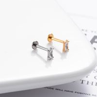 1 Piece Ear Cartilage Rings & Studs Simple Style Crown 316 Stainless Steel  Pure Titanium Copper Plating Inlay Zircon main image 4