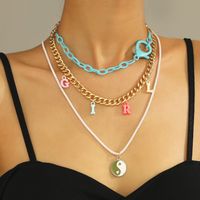 Vacation Simple Style Letter Heart Shape Mango Alloy Layered Enamel Plating Women's Layered Necklaces sku image 3