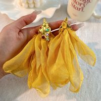 Retro Exaggerated Ethnic Style Conch Alloy Cloth Inlay Artificial Gemstones Women's Drop Earrings sku image 1