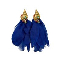 Retro Exaggerated Ethnic Style Conch Alloy Cloth Inlay Artificial Gemstones Women's Drop Earrings main image 3