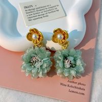 Elegant Vacation Artistic Flower Alloy Cloth Women's Drop Earrings sku image 1