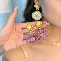 Elegant Vacation Artistic Flower Alloy Cloth Women's Drop Earrings main image 4