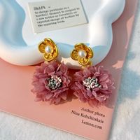 Elegant Vacation Artistic Flower Alloy Cloth Women's Drop Earrings sku image 3