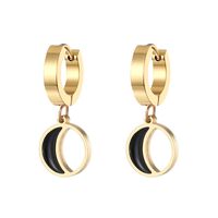 1 Pair Casual Sweet Pentagram Moon Flower Stainless Steel Enamel Plating Dangling Earrings sku image 3